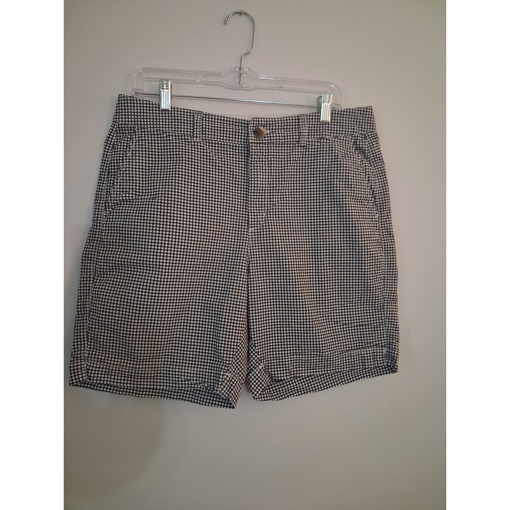 Old Navy Everyday Short High Rise Gingham Black White Check Stretch Size 12